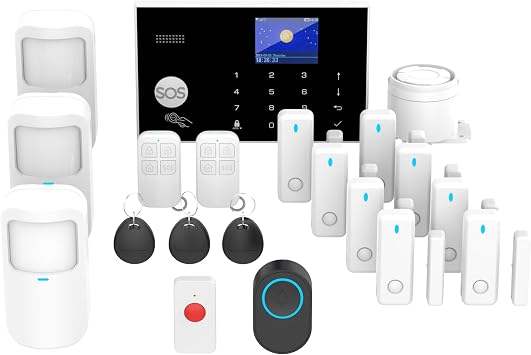 Home Security Systems, Compatible with Google Home and Alexa Wireless Security System, Motion Detector, Anti-Theft Kit with Siren, Sensor Ports Protect Your Office (Smart Life & Tuya)