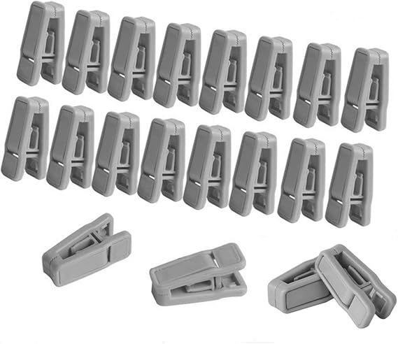 20 Pack Plastic Finger Clips for Hangers,Slim-line Plastic Velvet (Gray)