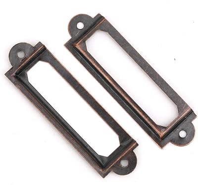 20-Piece Metal Label Holders, Red Bronze Card Tag Frame for Office Library File Cabinet Drawer, Card Tag Label Organizer