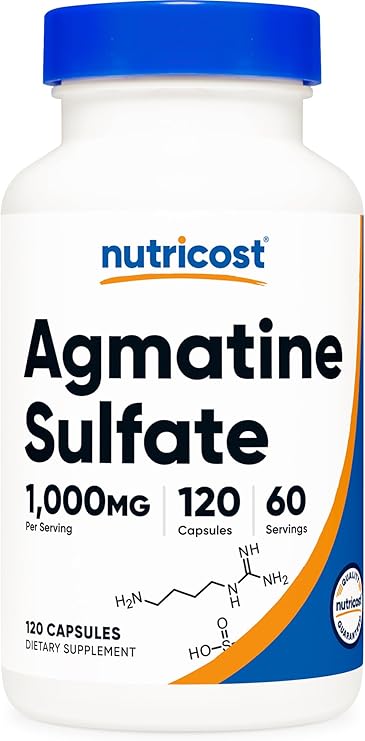 Nutricost Agmatine Sulfate 1000mg, 120 Capsules - Gluten Free, Non GMO, 500mg Per Capsule