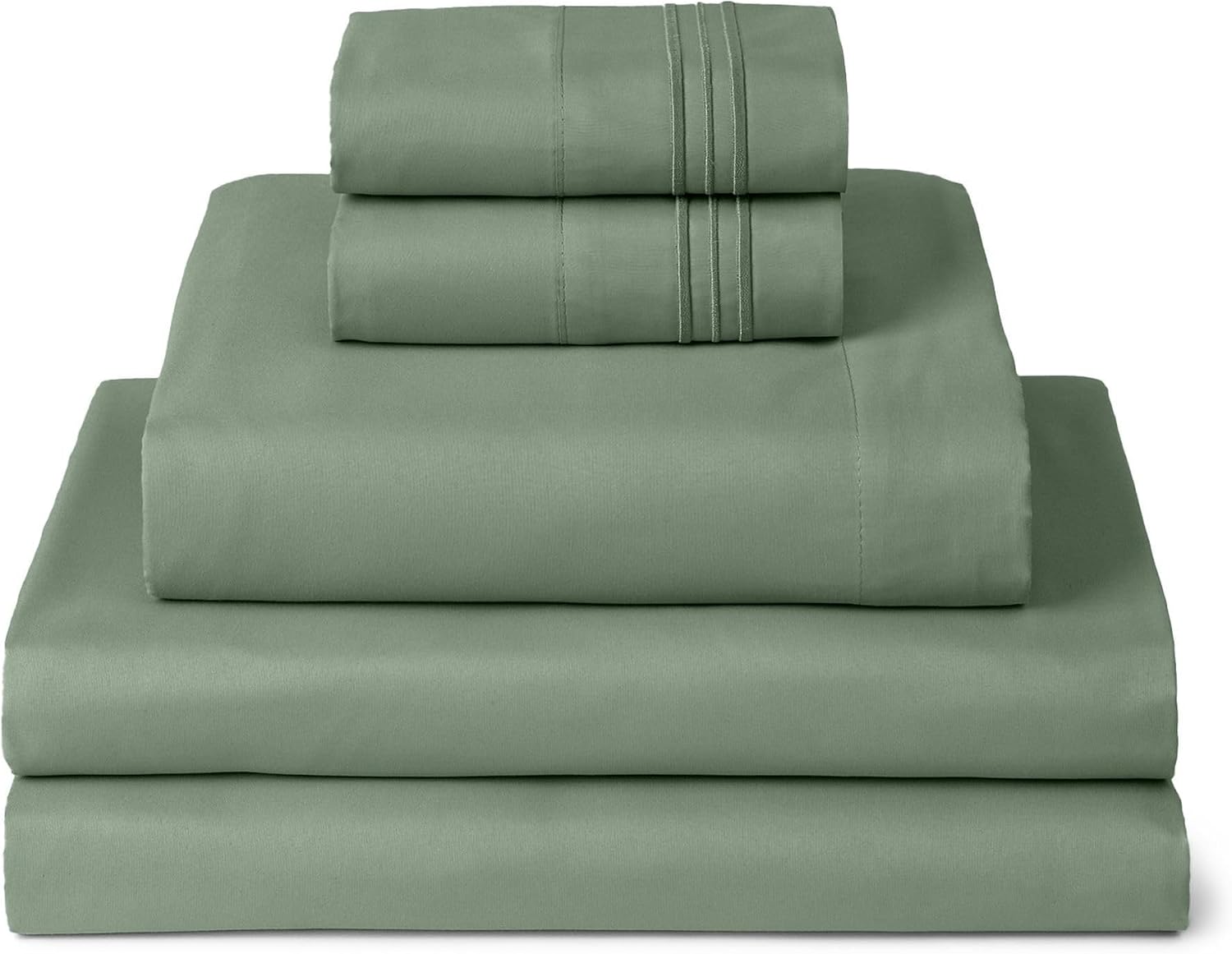 Mellanni Split King Sheet Set for Adjustable Bed - 5 PC Iconic Collection Bedding Sheets & Pillowcases - Luxury, Extra Soft, Cooling Bed Sheets - Deep Pocket up to 16" - Easy Care Split King, Sage