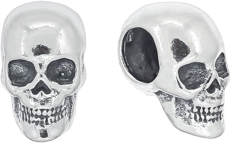egemmall 1PC Sterling Silver Skull Charm Bead Fit All European Charm Bracelet