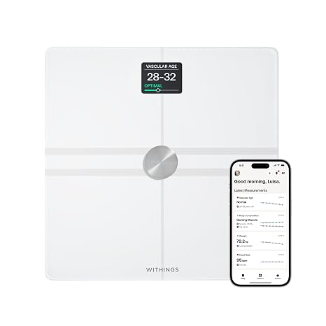 WITHINGS Body Comp WLAN Smart Scales with Full Body Analysis Including Fat Content, Muscle Mass, Bone Density, Visceral Fat, Digital Personal Scales/Body Fat Scales with Bluetooth