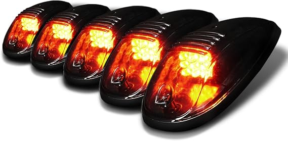SPEC-D TUNING 5 Piece Set Smoked Lens Yellow Amber LED Cab Roof Top Running Lights