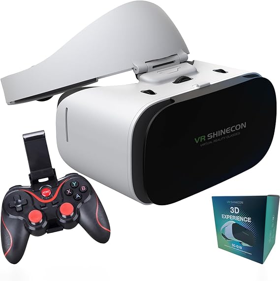 VR Headset for Phone with Controller, Virtual Reality Glasses Stereo Headphones 3D Glasses, VR Glasses for TV, Movies, Video Games(X3)