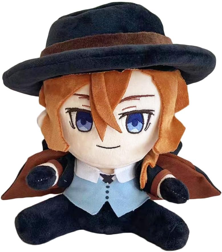 JCvCX Sitting Boy with Black Hat and Oringe Hair Plush Toy Stuffed Figurine Doll Soft Plushies Pillow