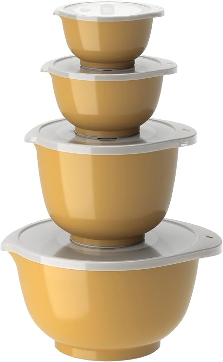 Rosti Margrethe Set of 4 Plastic Mixing Bowls - 4 Lids Included - Airtight Salad Bowls - Airtight Salad Bowls - 0.25 Litre, 0.5 Liter, 1.5 Litre and 3