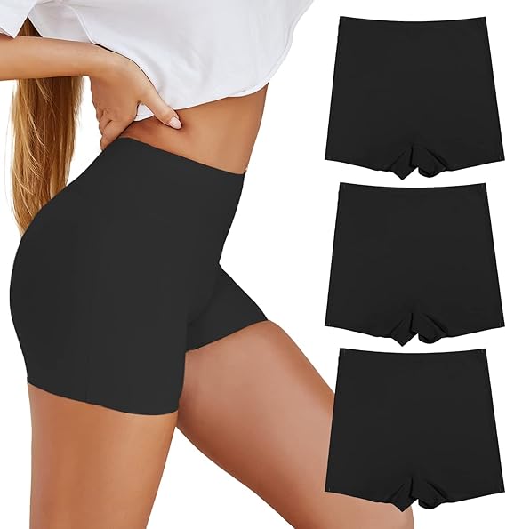 SHARICCA Boyshorts Panties for Women Seamless Soft Boy Shorts Underwear | No Show Ice Silk Boxer Briefs, Anti Chafing Short Pack, High Waisted Plus Size for Summer, Sleeping, Under Legging, Dress