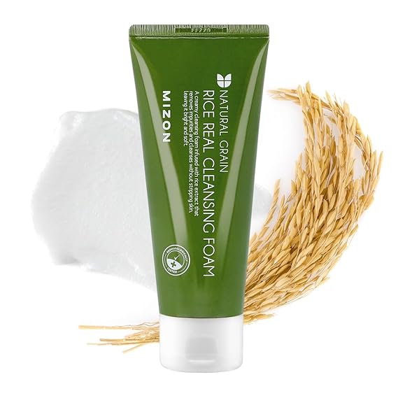 MIZON Rice Real Cleansing Foam, 150ml (5.07 fl oz) | Remove Dead Skin, Hydrating, Soothing, Moisturizing, Tone Correction
