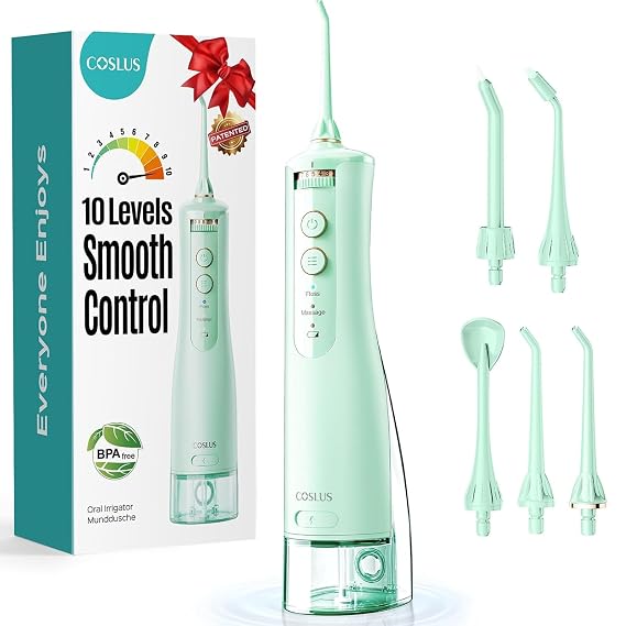 COSLUS ADA Accepted E40 Water Dental Flosser, 10 Pressure Levels Easy Use