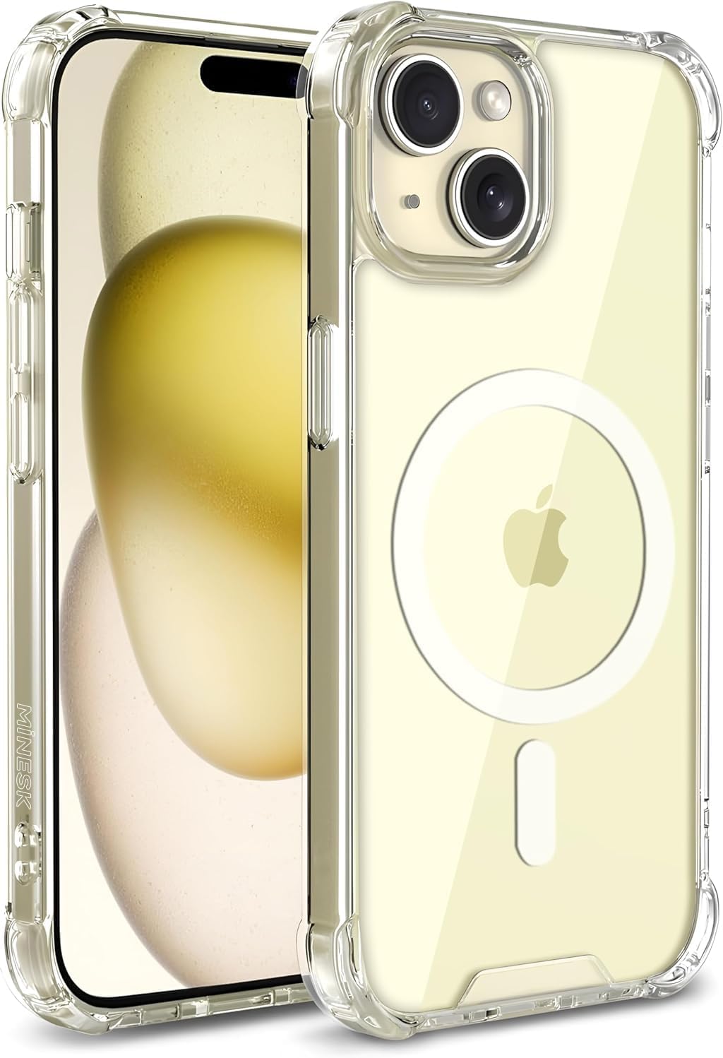 Transparent Hybrid Case with Corner Protection Compatible with MagShield Series MagSafe for Minesk iPhone 15 Ultra Strong Magnetic Circle and Crystal Clear Material Premium Quality Case 15