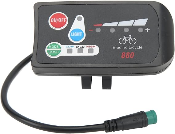 Electric Bicycle Display,ABS Lightweight LED Display Meter with Connector for Modification for Electric Bike Mountain Bike Scooter Connector