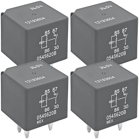 Relay 12193604 3604 (Pack of 4), 4 Pin 12V Compatible with Chevy GMC GM Buick A/C Compressor Control Fuse Starter Relay