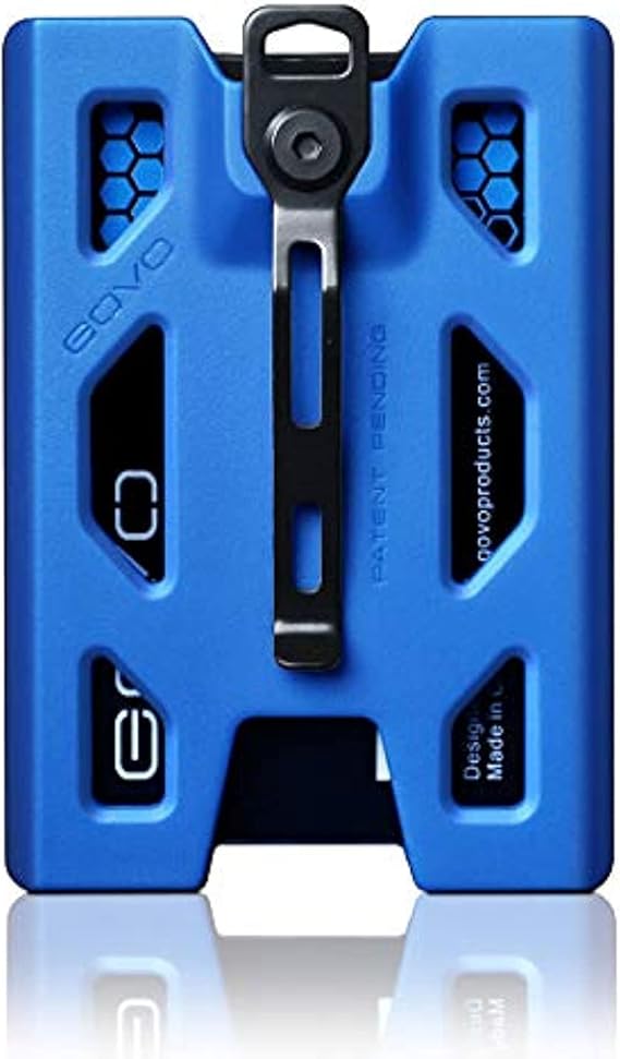 GOVO Badge Holder/Wallet - Durable ID Card Holder with Metal Clip and 4 Cards Slot (Holds 1-4 Cards) (Blue)