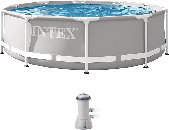 INTEX Prism Frame 10ft x 30in Round Above Ground Swimming Pool Set w/Pump