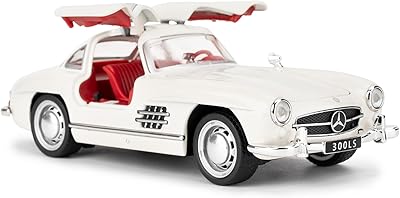 1955 300sl Vintage Car Toy, 132 Toy Car with Sound and Light Function, Childrens Toy Model with Pullback Function, Collectors Quality Model Car, Gift for Children White