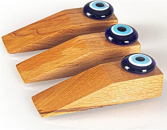 Lirazon 3 Natural Wooden Evil Eye Beaded Door Stopper