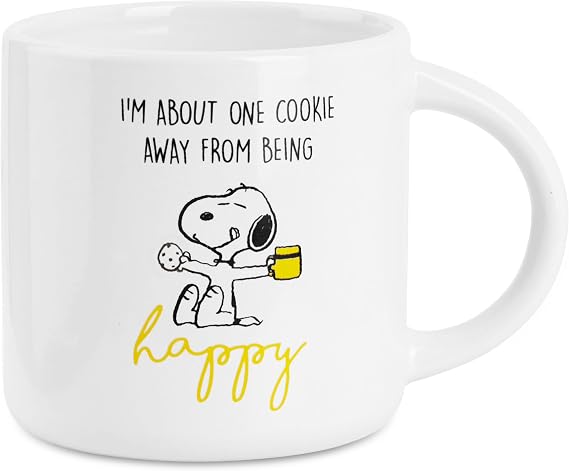 Peanuts Snoopy Coffee Cup Ceramic Mug Cute Cappuccino or Tea Cup for Women Teens Mum Wife Work Office Gifts for Women (White/Yellow Coffee, 400ml)