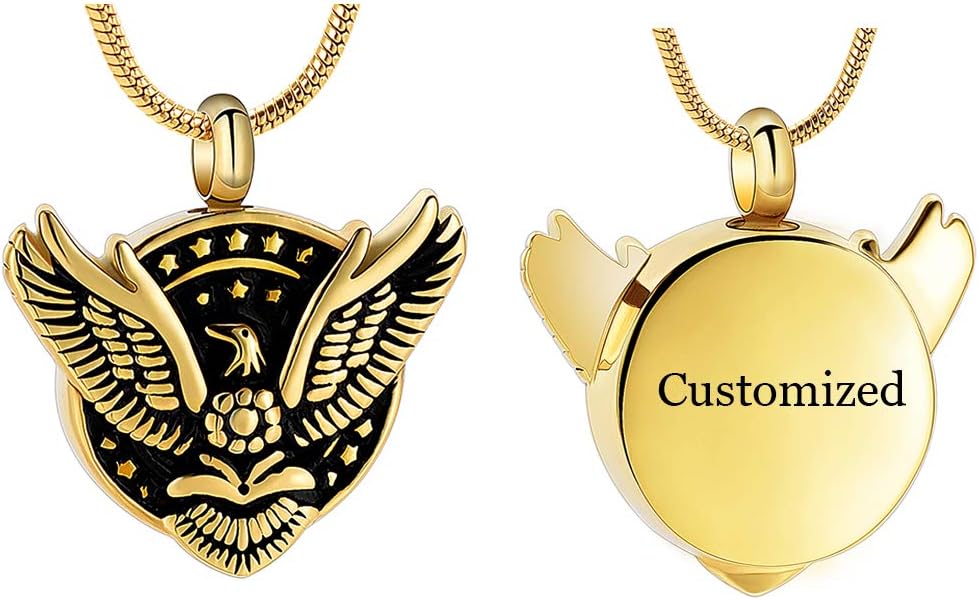 Oinsi American Eagle Cremation Necklace Urn Jewelry For Ashes Women Men Keepsake Memorial Pendant Necklace