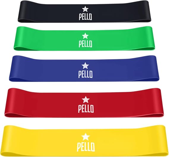 PELLO Resistance Bands Set | Premium-Quality | Durable | 5-Piece Loop Exercise Bands Kit with Carry Bag | Extra Light to Extra Heavy Tension Levels | Eco-Friendly Latex Material | Perfect Resistance