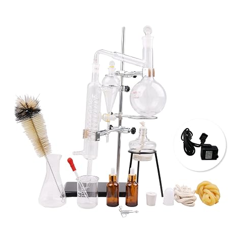 500ml Essential Oil Extraction Distillation Apparatus Kit, Organic Chemistry Lab Glassware Set, Steam Water Distiller Distillation, Home Distilling Kit
