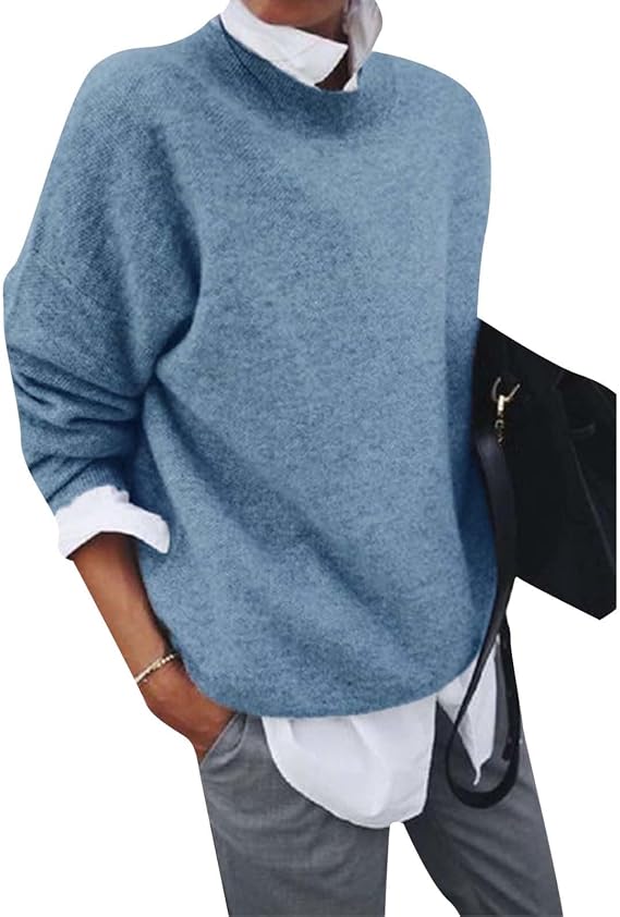 2026 Fall Casual Vintage 2 in 1 Style Pullover Sweatshirt | Fall Casual Vintage Sweaters for Womens Long Sleeve 2 in 1 Style Crewneck Loose Pullover Sweatshirt