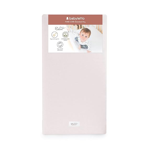 Babyletto Pure Core Crib Mattress, Dry Waterproof Cover, 2-Stage, Greenguard Gold Certified