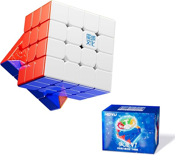 Moyu Aosu V7 4x4 Magnetic Stickerless UV Coated SpeedCube, moyu Cube 4 by 4 Flagship Edition Cube, 96 Magnets, Anti-Stick Design Adjustable Elasticity Magnetic Cube (UV Coated)