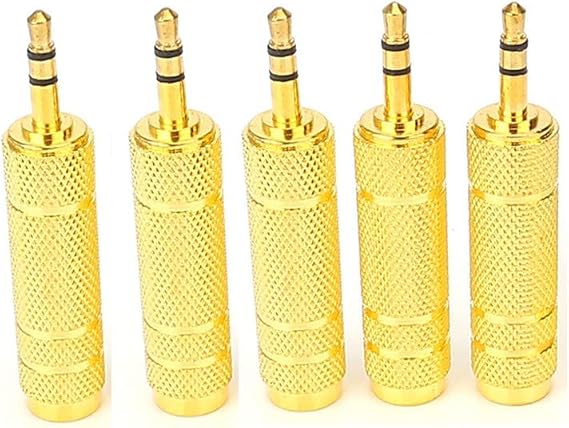 1/4'' to 3.5mm Stereo Headphone Adapter for Audio Connector Cable, 3.5mm(1/8'') Plug Male to 6.35mm (1/4'') Jack Female Stereo Adapter for Headphone, Amp Adapte -5PCS
