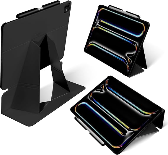 MOFT Folio iPad Air 13 inch (M2) Case with Detachable Pencil Holder, Lightweight & Protective,Durable MOVAS Material and Comfortable Touch Perfect for Browsing,Drawing, Studying, Sidecar, Jet Black
