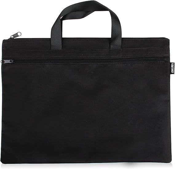 EQLEF Office Document Bag, Men Briefcase File Case Portable A4 File Zipper Bag Black 1 Piece (Black)
