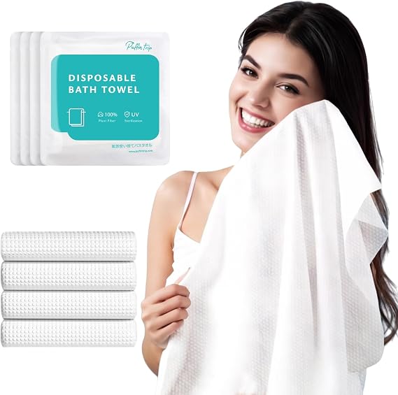 4 Pack Disposable Bath Towels 55''X27.5' Durable Portable Camping Towels
