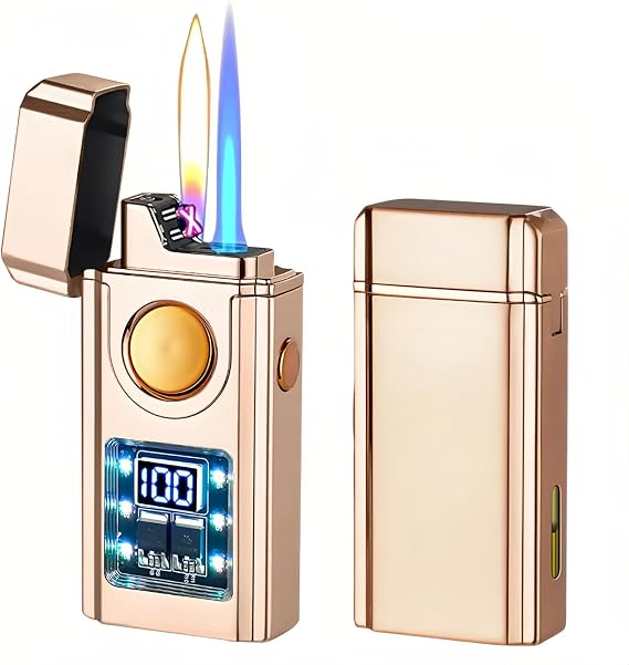 Smart Voice-Activated Lighter - 3 Flames (Blue Torch, Soft Flame & Dual Arc) - Windproof Refillable & Rechargeable Butane Lighters with