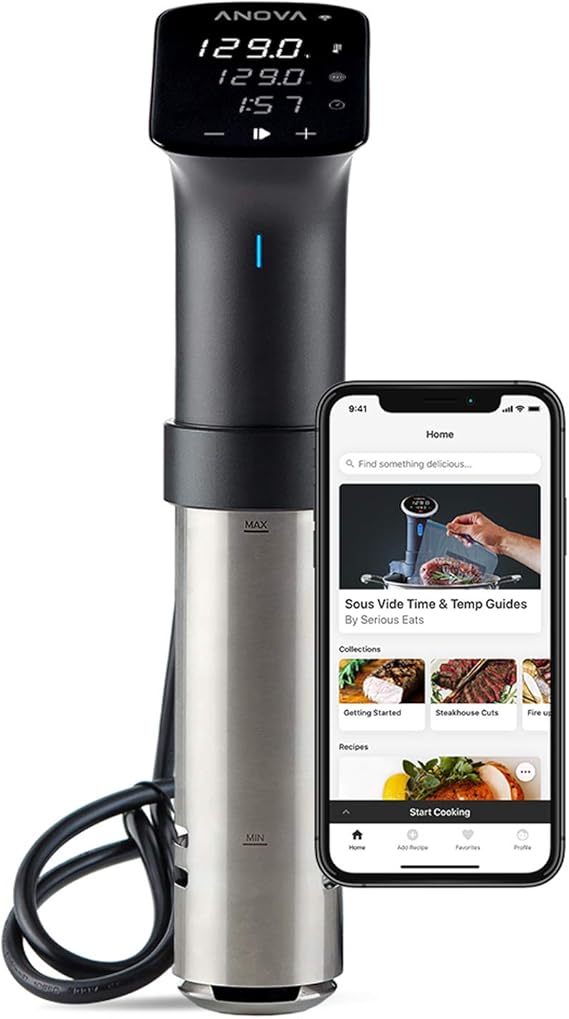 Anova, Advanced Sous Vide Machine, Anova Precision® Cooker Pro, 1200W, Type G Plug included for UK use, 5kg, 100L, Black, Silver