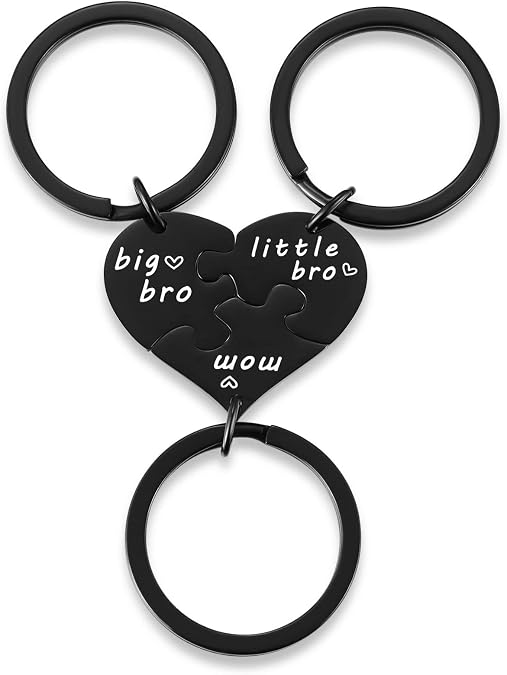 Ralukiia 3PCs Mother and Son Heart Puzzle Piece Necklace Set, Gifts for Mom from Sons, Big Bro Little Bro Family Jewelry