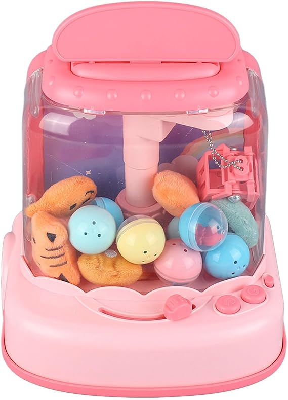 Miniature Claw Machine, Fun Electric Doll Grabber Toy for Kids, Improve Coordination with 6 Dolls and 10 Balls, Ideal for Family Game Nights
