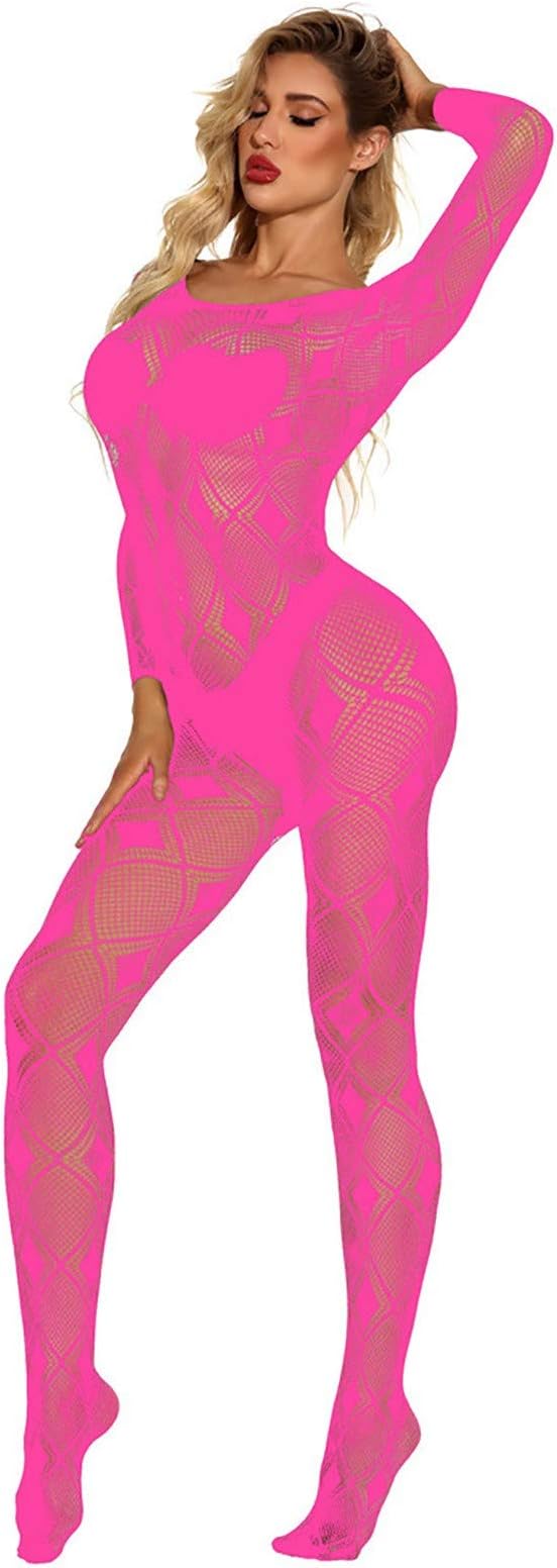 Women Fishnet Bodysuit Bodystocking Lingerie One Piece Mesh Jumpsuit Nightwear Stockings Teddy Babydoll Underwear