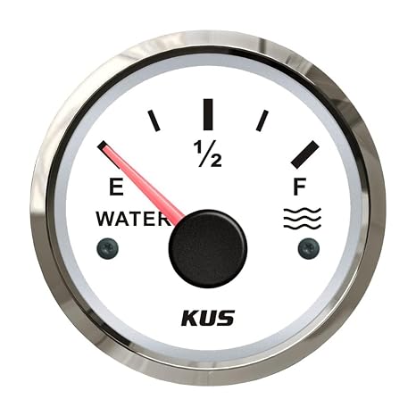 Water Tank Level Gauge Meter Indicator 12V 24V 52mm(2") 0-190ohm Signal for Boat RV Motorhome Truck Auto Marine Vehicles with Backlight (White)