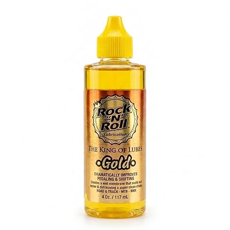 Rock N Roll Bike Lubricant, Gold Bike Chain Lube 4oz | 2-in-1 Cleans & Lubricates, Quiet Smooth Shifting, Road and Track, BMX & MTB