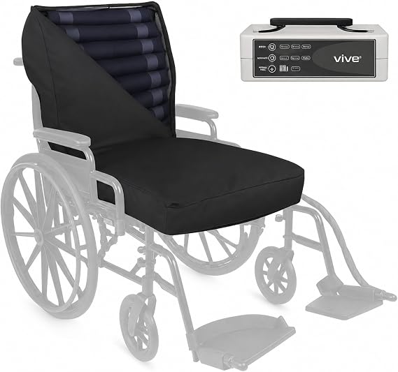 Vive Alternating Pressure Wheelchair Cushion - Air Mattress with Pump for Bed Sores, Ulcers Prevention - Wheelchairs, Car, Seat - Waterproof Medical Self Inflatable Pad for Bedsore Relief