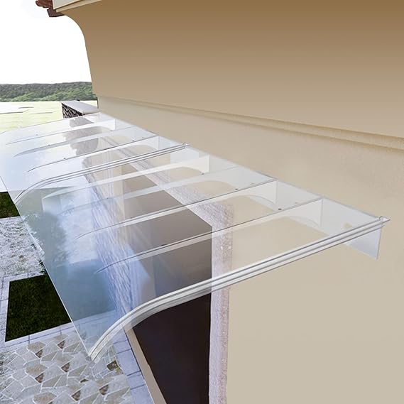 Clear Front Door Canopy Outdoor Window Rain Shelter,Polycarbonate Cover,Porch Awning for Roof Balcony Window Garden Canopy,Rain Canopy,Uv Rain Snow Protection,Transparent (40x100cm/16 x39)