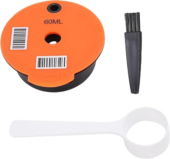 Pwshymi Refillable Coffee Capsule Pod with Easy Clean Spoon and Brush, Durable Coffee Filter Pods for Home Brewing, Food Grade PP Material (60ML)