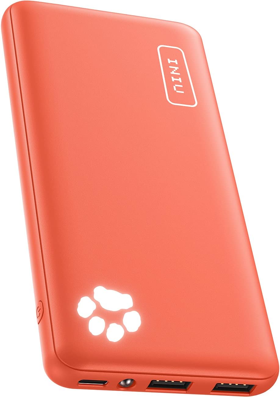 Power Bank INIU Ultra Sottile & Leggero Power Bank 10000 mAh Doppia Uscita 3A ad Alta Velocità Porta USB C da Esterno Caricatore Portatile di Torcia via iPhone 16 15 14 13 12 Pro Max