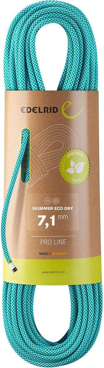 EDELRID Skimmer 7.1mm Eco Dry Dynamic Climbing Rope - Icemint 60m