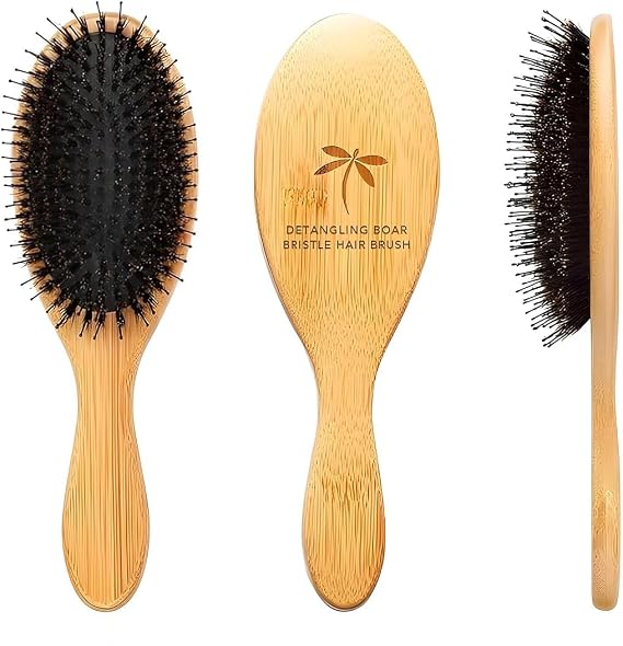 Belula Boar Bristle Hair Brush for Women and Men, Detangle Any Type of Hair | Boar bristles and nylon pins, comfortable scalp massage, boosts circulation, eco-friendly bamboo, replaces multiple brushes