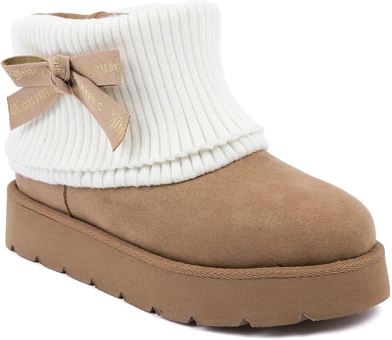 Juicy Couture Womens Fashion Boots Cozy Ankle Booties with Chunky Lug Sole, Soft Upper, and Pull-On Fit for Cold Weather Comfort