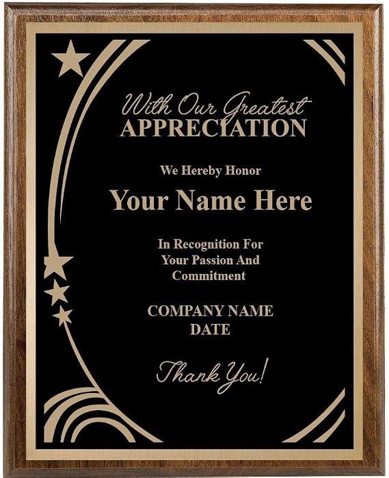 Crown Awards Custom Plaque, 8x10 Recognition Trophy Corporate Award