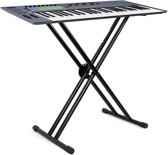 Novation FLkey 49 Bundle: 49-Key MIDI Music Production Keyboard Controller for FL Studio, RKS30X Double X-Braced Keyboard Stand with Push Button Lock Mechanism, 2-items