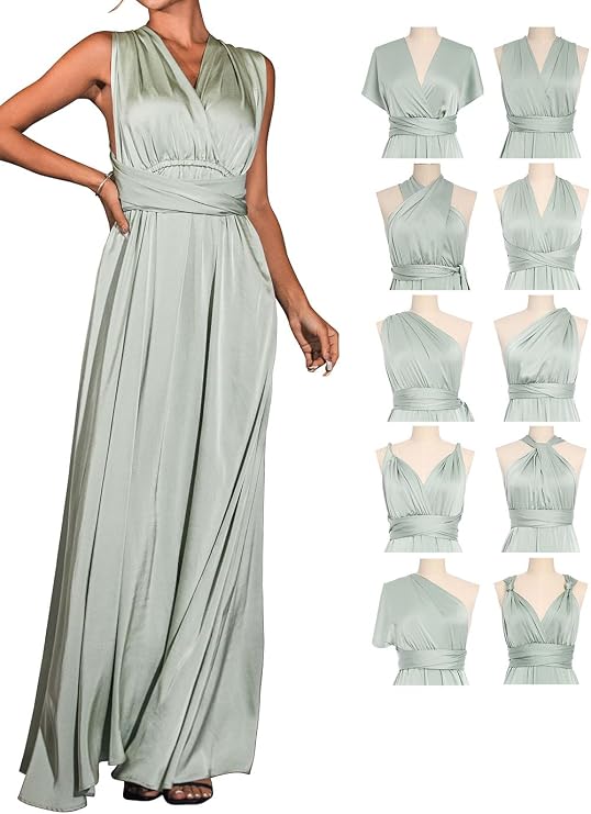 GORAIS Women Infinity Dress for Bridesmaid Long Evening Maxi Wrap Dresses Convertible Prom Wedding Gown