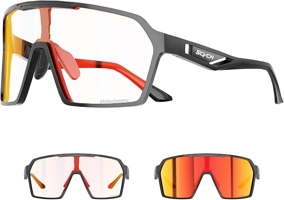 SCVCN Photochromic Cycling Glasses Men Women Clear Mountain Bike Sunglasses Sports Baseball Riding MTB S327